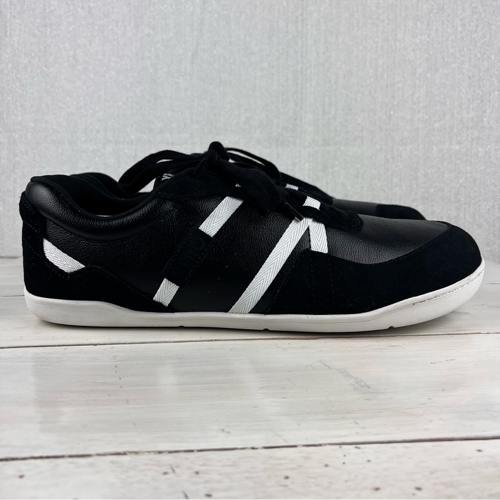 489HQBQ Xero KELSO full grain leather and suede men's black white sneake…